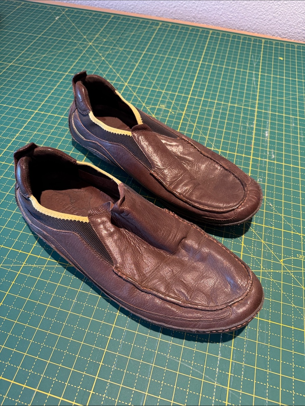 Cole Haan Brown Leather Slip-On Loafers with Elastic Collars